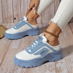 Women's Colorblock Casual Sneakers, Lace Up Soft Sole Platform Skate Shoes, Lightweight Low-top Walking Shoes