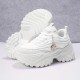 Women's Solid Color Trendy Sneakers, Lace Up Soft Sole Platform Running Shoes, Chain Decor Versatile Low-top Shoes