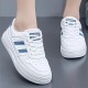 Women's Solid Color Casual Sneakers, Lace Up Comfy Platform White Shoes, Lightweight Low-top Sporty Trainers