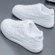 Women's Solid Color Casual Sneakers, Lace Up Comfy Platform White Shoes, Lightweight Low-top Sporty Trainers