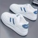 Women's Solid Color Casual Sneakers, Lace Up Comfy Platform White Shoes, Lightweight Low-top Sporty Trainers