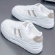 Women's Solid Color Casual Sneakers, Lace Up Comfy Platform White Shoes, Lightweight Low-top Sporty Trainers