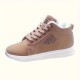 Women's Letter Print Sneakers, Casual Lace Up Plush Lined Shoes, Comfortable Winter Shoes