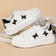 Women's Casual Sneakers, Butterfly Embroidery Thick Sole Lace-up Skate Shoes