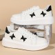 Women's Casual Sneakers, Butterfly Embroidery Thick Sole Lace-up Skate Shoes