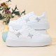 Women's Casual Sneakers, Butterfly Embroidery Thick Sole Lace-up Skate Shoes