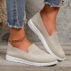 Women's Solid Color Sneakers, Slip On Round Toe Non-slip Low-top Knit Breathable Shoes, Casual Outdoor Sporty Shoes