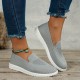 Women's Solid Color Sneakers, Slip On Round Toe Non-slip Low-top Knit Breathable Shoes, Casual Outdoor Sporty Shoes