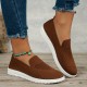 Women's Solid Color Sneakers, Slip On Round Toe Non-slip Low-top Knit Breathable Shoes, Casual Outdoor Sporty Shoes