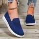 Women's Solid Color Sneakers, Slip On Round Toe Non-slip Low-top Knit Breathable Shoes, Casual Outdoor Sporty Shoes