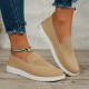 Women's Solid Color Sneakers, Slip On Round Toe Non-slip Low-top Knit Breathable Shoes, Casual Outdoor Sporty Shoes