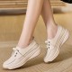 Women's Solid Color Casual Sneakers, Lace Up Soft Sole Platform Walking Shoes, Lightweight Low-top Shoes