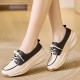 Women's Solid Color Casual Sneakers, Lace Up Soft Sole Platform Walking Shoes, Lightweight Low-top Shoes