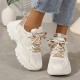 Women's Mesh Chunky Sneakers, Breathable Trendy Low Top Running Trainers, Casual Lace Up Sports Shoes