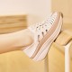 Women's Trendy Flat Sneakers, Casual Lace Up Outdoor Shoes, Comfortable Buckle Strap Detailed Shoes