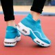 Women's Air Cushion Sock Sneakers, Chunky Heel Breathable Slip On Sports Shoes, Casual Low Top Walking Shoes