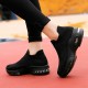 Women's Air Cushion Sock Sneakers, Chunky Heel Breathable Slip On Sports Shoes, Casual Low Top Walking Shoes