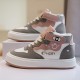 Women's Cartoon Panda & Letter Print Sneakers, Lace Up Soft Sole Platform Skate Shoes, High-top Non-slip Walking Shoes