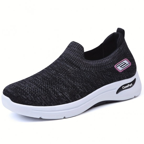 Women's Knitted Sock Sneakers, Comfy Low Top Slip On Walking Shoes, Outdoor Jogging Sports Shoes