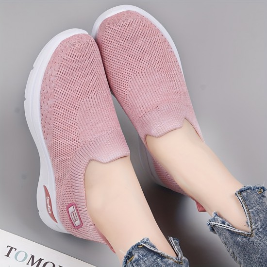 Women's Knitted Sock Sneakers, Comfy Low Top Slip On Walking Shoes, Outdoor Jogging Sports Shoes