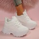 Women's Platform Chunky Sneakers, Solid Color Lace Up Height Increasing Shoes, Casual Walking Shoes