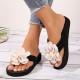 Women's Flower Decor Flip Flops, Casual Clip Toe Slide Sandals, Fashion & Comfortable Beach Shoes