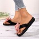 Women's Flower Decor Flip Flops, Casual Clip Toe Slide Sandals, Fashion & Comfortable Beach Shoes