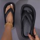 Solid Color EVA Flip Flops, Simple Style Soft Sole Wear-resistant Pillow Slides, Indoor & Outdoor Beach Shoes