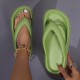 Solid Color EVA Flip Flops, Simple Style Soft Sole Wear-resistant Pillow Slides, Indoor & Outdoor Beach Shoes