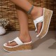 Women's Platform Flip Flops, Buckle Strap Wood Grain Sole Slide Sandals, Outdoor Summer Slide Shoes