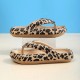 Fashion Leopard Print Flip Flops, Soft Sole EVA Platform Slide Shoes, Indoor & Outdoor Beach Slides