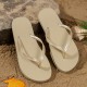 Women's Solid Color Flip Flops, Slip On Minimalist Lightweight Flat Casual Slides, Vacation Summer Beach Comfy Shoes