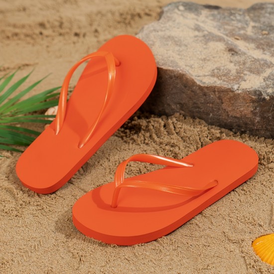 Women's Solid Color Flip Flops, Slip On Minimalist Lightweight Flat Casual Slides, Vacation Summer Beach Comfy Shoes