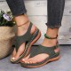 Women's Thone Wedge Sandals, Solid Color Ankle Buckle Strap Slingback Open Toe Shoes, Casual Retro Shoes