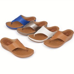 Women's Massage Flip Flops, Comfortable Arch Support Wedge Slide Sandals, Casual Outdoor Shoes