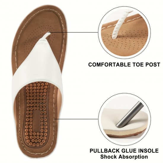 Women's Massage Flip Flops, Comfortable Arch Support Wedge Slide Sandals, Casual Outdoor Shoes