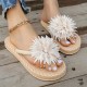 Women's Flower Decor Flip Flops, Casual Clip Toe Summer Shoes, Women's Lightweight Beach Shoes