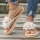 Women's Flower Decor Flip Flops, Casual Clip Toe Summer Shoes, Women's Lightweight Beach Shoes