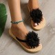 Women's Flower Decor Flip Flops, Casual Clip Toe Summer Shoes, Women's Lightweight Beach Shoes