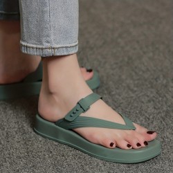 Women's Platform Flip Flops, Open Toe Solid Color Square Toe Casual Slippers, Women's Comfy Flat Slides