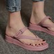 Women's Platform Flip Flops, Open Toe Solid Color Square Toe Casual Slippers, Women's Comfy Flat Slides