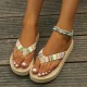 Women's Colorful Knit Sandals, Slip On Open Toe Thick Soft Bottom Outdoor Thong Sandals, Vacation Beach Flip Flops