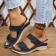 Women's Flower & Rhinestone Wedge Slippers, Solid Color Open Toe Non Slip Arch Support Slides Shoes, Casual Retro Sandals