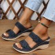 Women's Flower & Rhinestone Wedge Slippers, Solid Color Open Toe Non Slip Arch Support Slides Shoes, Casual Retro Sandals