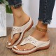 Women's Wedge Flip Flops, Rhinestone Decor Slip On Slide Sandals, Comfy Outdoor Slide Shoes With Arch Support