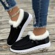 Winter Plush Lined Sneakers, Cozy & Warm Round Toe Flat Shoes, Winter Outdoor Walking Shoes