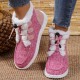 Women's High Top Canvas Shoes, Casual Lace Up Plush Lined Shoes, Comfortable Winter Shoes