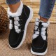 Women's High Top Canvas Shoes, Casual Lace Up Plush Lined Shoes, Comfortable Winter Shoes