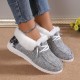 Women's Plush Lined Canvas Shoes, Warm & Cozy Slip On Snow Boots, Thermal Winter Ankle Boots