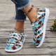 Women's Geometric Pattern Canvas Shoes, Casual Lace Up Outdoor Shoes, Lightweight Low Top Sneakers